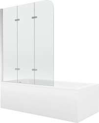 MEXEN/S - Cubik obdĺžniková vaňa 150 x 70 cm s panelom + vaňová zástena 120 cm, transparent, chróm (550315070X9012030100)