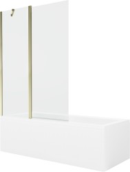 MEXEN/S - Cubik obdĺžniková vaňa 150 x 70 cm s panelom + vaňová zástena 120 cm, transparent, zlatá (550315070X9412115000)
