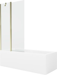 MEXEN/S - Cubik obdĺžniková vaňa 160 x 70 cm s panelom + vaňová zástena 100 cm, transparent, zlatá (550316070X9410115000)
