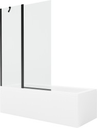 MEXEN/S - Cubik obdĺžniková vaňa 160 x 70 cm s panelom + vaňová zástena 120 cm, transparent, čierna (550316070X9412117000)