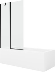 MEXEN/S - Cubik obdĺžniková vaňa 170 x 70 cm s panelom + vaňová zástena 100 cm, transparent, čierna (550317070X9410117000)