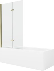 MEXEN/S - Cubik obdĺžniková vaňa 170 x 70 cm s panelom + vaňová zástena 100 cm, transparent, zlatá (550317070X9210025000)