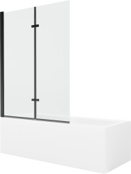 MEXEN/S - Cubik obdĺžniková vaňa 170 x 70 cm s panelom + vaňová zástena 120 cm, transparent, čierna (550317070X9212027000)
