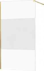 MEXEN/S - KIOTO Sprchová zástena WALK-IN 090x200 cm 8 mm, zlatá, Transparent/matné sklo (800-090-101-50-35)