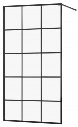 MEXEN/S - KIOTO Sprchová zástena WALK-IN 100x200 cm 8 mm, čierna, čierny vzor 1 (800-100-101-70-77)