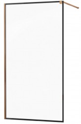 MEXEN/S - KIOTO Sprchová zástena WALK-IN 50x200 cm 8 mm, ružové zlato, čierny profil (800-050-101-60-70)
