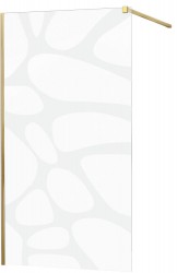 MEXEN/S - KIOTO Sprchová zástena WALK-IN 80x200 cm 8 mm, zlatá, biely vzor (800-080-101-50-97)