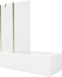 MEXEN/S - Vega obdĺžniková vaňa 150 x 70 cm s panelom + vaňová zástena 120 cm, transparent, zlatá (550115070X9412115000)