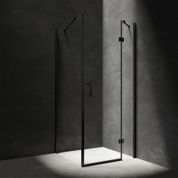 OMNIRES - MANHATTAN štvorcový sprchovací kút s krídlovými dverami, 100 x 100 cm čierna mat / transparent /BLMTR/ (MH1010BLTR)