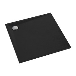 OMNIRES - STONE štvorcová sprchová vanička s kamennou štruktúrou, 90 x 90 cm čierna mat /BLM/ (STONE90/KBL)