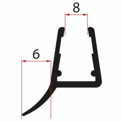 POLYSAN - Spodné tesnenie na dvere, sklo 8, 1000, čierna (NDRL01B)