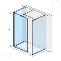 Pure Walk in 795 mmx800 mm na sprchovú vaničku 140 cmx80 cm, vrátane dvoch bočných profilov, profilu na spojenie dvoch skiel a vzpery, s úpravou Jika Perla Glass, 800 mm x 200 mm x 2000 mm (H2684290026681)