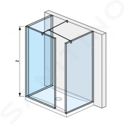 Pure Walk in 795 mmx900 mm na sprchovú vaničku 140 cmx90 cm, s úpravou Jika Perla Glass, 900 mm x 200 mm x 2000 mm (H2694200026681)