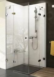 RAVAK - Brilliant Rohový sprchovací kút štvordielny BSRV4-80, 783 mm – 795 mm, farba chróm, sklo transparent (1UV44A00Z1)