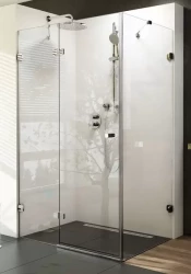 RAVAK - Brilliant Sprchové dvere dvojdielne s pevnou stenou BSDPS-100 L, ľavé, 983 mm – 995 mm, farba chróm, sklo transparent (0ULA0A00Z1)
