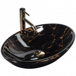 REA - Umývadlo na dosku Pamela Black Marble Shiny (REA-U5067)