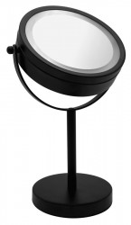 RIDDER - DAISY kozmetické zrkadlo na postavenie LED, priemer 150, obojstranné, čierna (03111010)