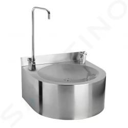 SANELA - Nerezové pitné fontánky Pitná fontánka z nehrdzavejúcej ocele závesná s tlačnou pitnou armatúrou a armatúrou na napúšťanie pohárov (SLUN 62S)