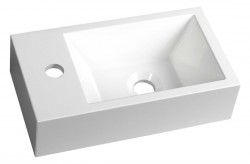 SAPHO - AMAROK liaty mramor umývadlo 40x22cm, biele, batéria vľavo (AR400)