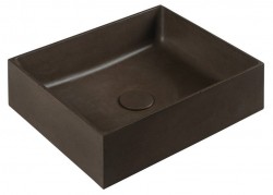SAPHO - FORMIGO betónové umývadlo na dosku vrátane výpuste, 47,5x36,5cm, tmavo hnedá (FG014)