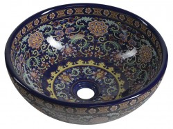 SAPHO - PRIORI keramické umývadlo na dosku Ø 41 cm, fialová se vzorom (PI022)
