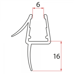 SAPHO - Spodné tesnenie dvere štvrťkruh, 6, 690 (NDGL6590)