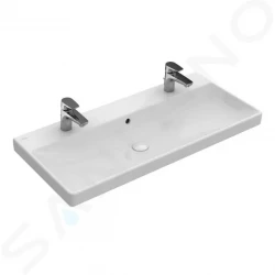 VILLEROY & BOCH - Avento Dvojumývadlo nábytkové, 1000x470 mm, s prepadom, otvory na batérie, CeramicPlus, Stone White (4156A4RW)