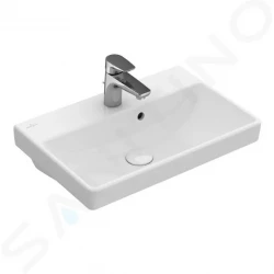 VILLEROY & BOCH - Avento Umývadlo Compact 550x370 mm, s prepadom, otvor na batériu, CeramicPlus, Stone White (4A0055RW)