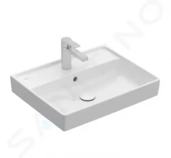 VILLEROY & BOCH - Collaro Umývadlo 550x440 mm, s prepadom, otvor na batériu, CeramicPlus, Stone White (4A3355RW)