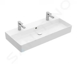 VILLEROY & BOCH - Memento 2.0 Dvojumývadlo nábytkové 1000x470 mm, s prepadom, 2 otvory na batériu, alpská biela (4A221L01)