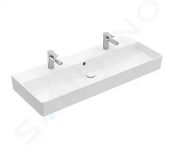 VILLEROY & BOCH - Memento 2.0 Dvojumývadlo nábytkové 1200x470 mm, s prepadom, 2 otvory na batériu, CeramicPlus, alpská biela (4A22CKR1)