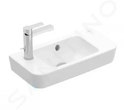 VILLEROY & BOCH - O.novo Umývadielko Compact 500x250 mm, s prepadom, 1 otvor na batériu vľavo, CeramicPlus, alpská biela (4342L5R1)