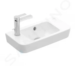 VILLEROY & BOCH - O.novo Umývadielko Compact 500x250 mm, s prepadom, otvor na batériu vľavo, AntiBac, CeramicPlus, alpská biela (4342L5T2)