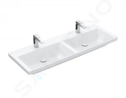 VILLEROY & BOCH - Subway 3.0 Dvojumývadlo nábytkové 1300x470 mm, bez prepadu, otvory na batérie, CeramicPlus, alpská biela (4A71D1R1)