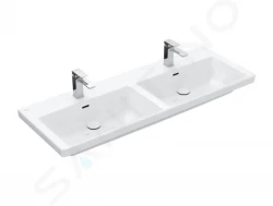 VILLEROY & BOCH - Subway 3.0 Dvojumývadlo nábytkové 1300x470 mm, s prepadom, otvory na batérie, CeramicPlus, alpská biela (4A71D5R1)