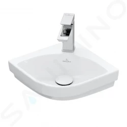 VILLEROY & BOCH - Subway 3.0 Umývadielko rohové 320x320 mm, bez prepadu, otvor na batériu, CeramicPlus, alpská biela (437146R1)