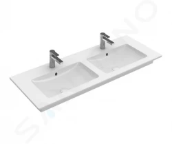 VILLEROY & BOCH - Venticello Dvojumývadlo nábytkové 1300x500 mm, s prepadom, 2 otvory na batériu, CeramicPlus, alpská biela (4111DLR1)